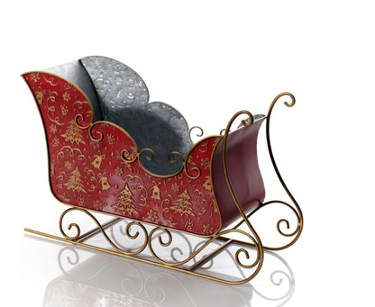 Embossed Festive Red Santa Sleigh