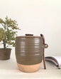Moss Stoneware Jar with Wooden Spoon