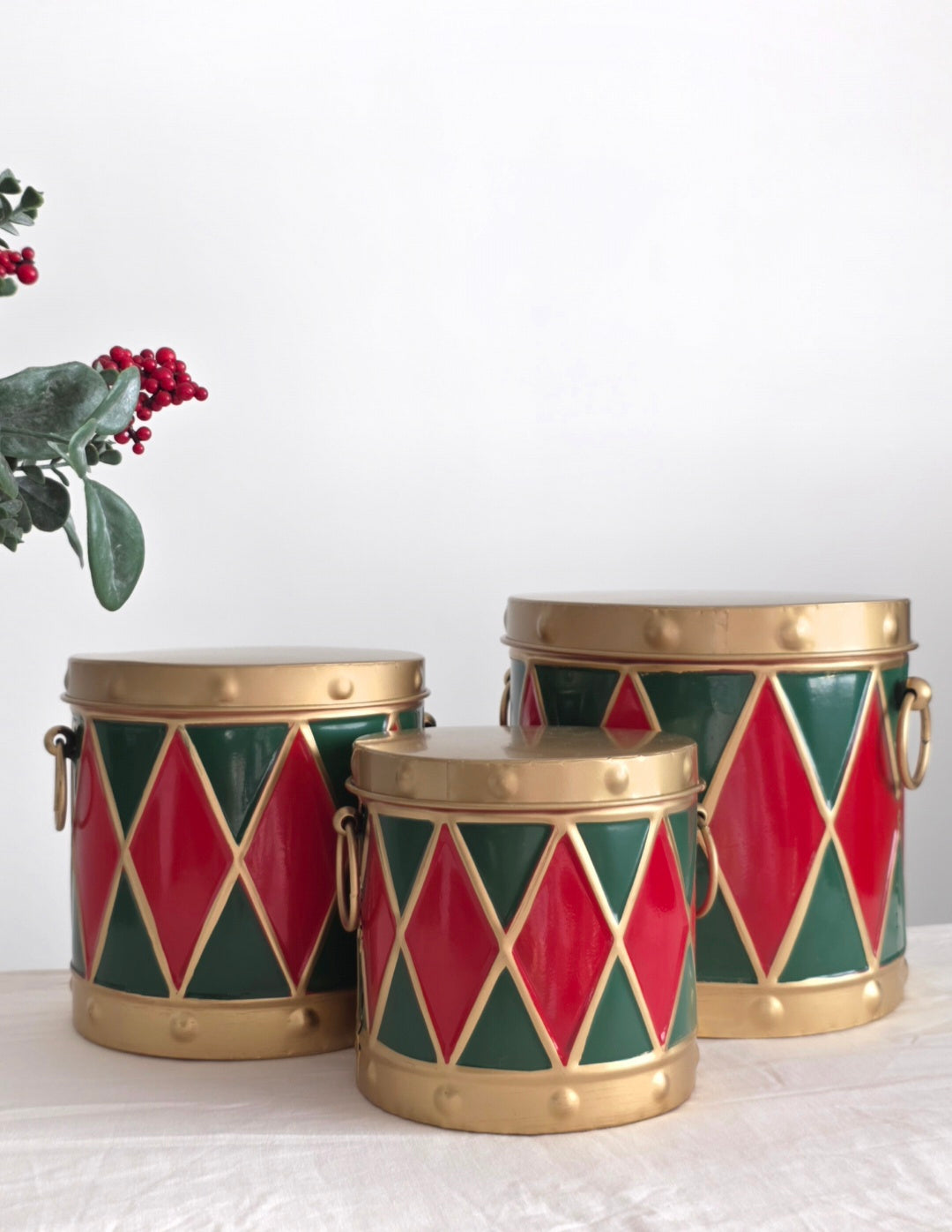 Tall Christmas Storage Drum Set