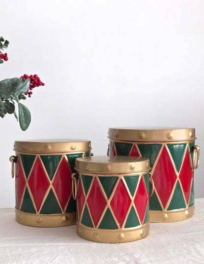 Tall Christmas Storage Drum Set