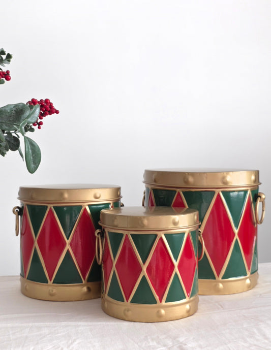 Tall Christmas Storage Drum Set
