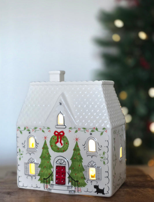 Hand-painted Light Up Porcelain Christmas House