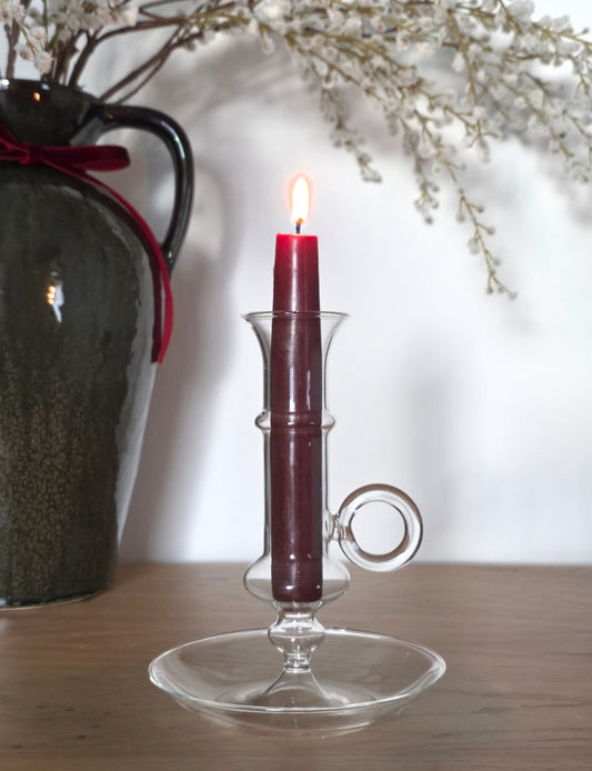Glass Chamberstick Candle Holder