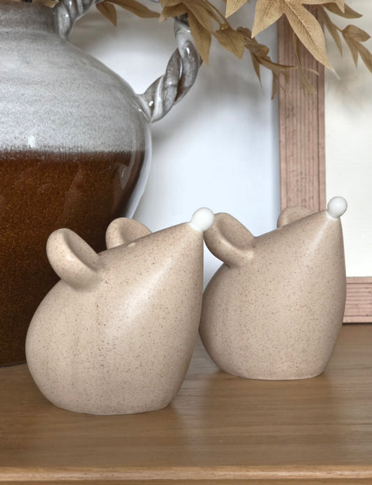 Stoneware Beige Mouse Ornament