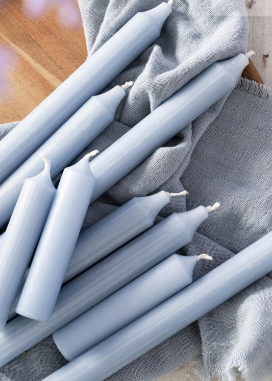 6 Short Dinner Candles | Light Blue