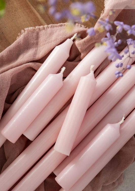 6 Short Dinner Candles | Light Pink