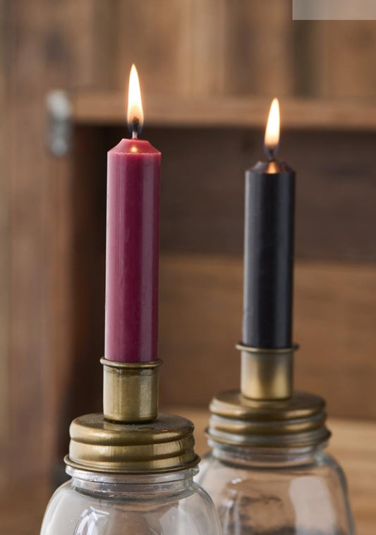 6 Short Dinner Candles | Black