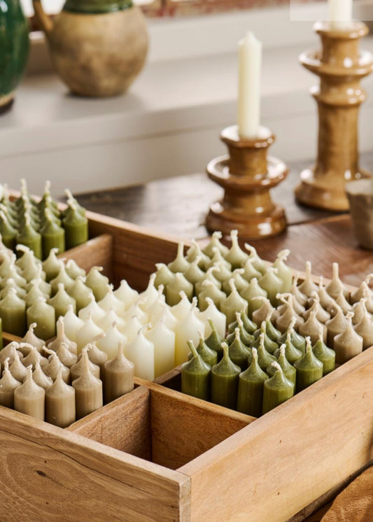 6 Short Dinner Candles | Light Green