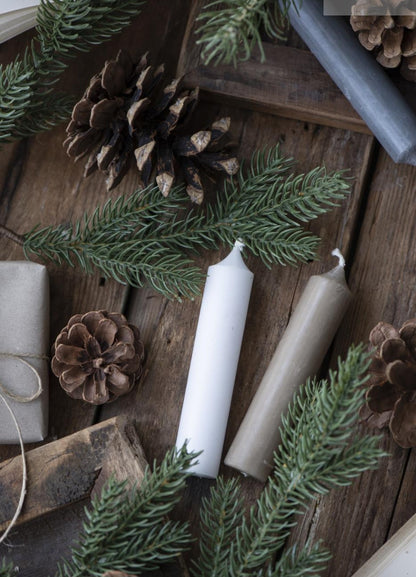 6 Short Dinner Candles | Grey