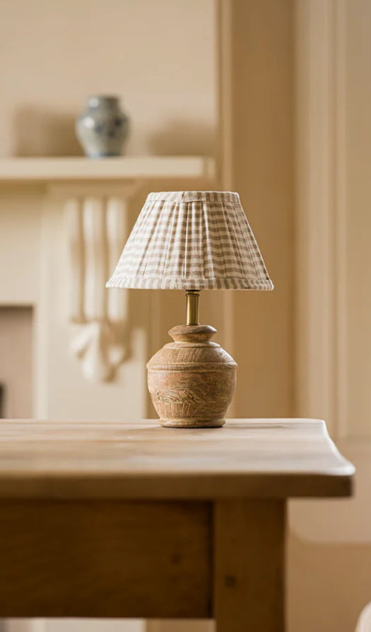 Petite Burford Turned Lamp with Hand Pleated Shade