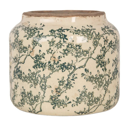 Antiqued Floral Pot