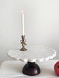 Scalloped Marble & Wood Cake Stand