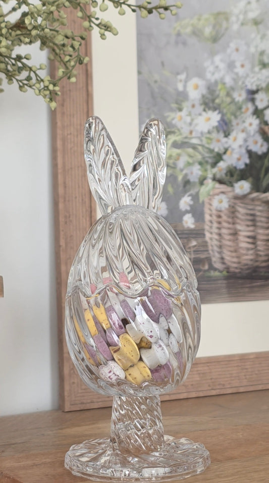 Footed Glass Bunny Pot | Swirl