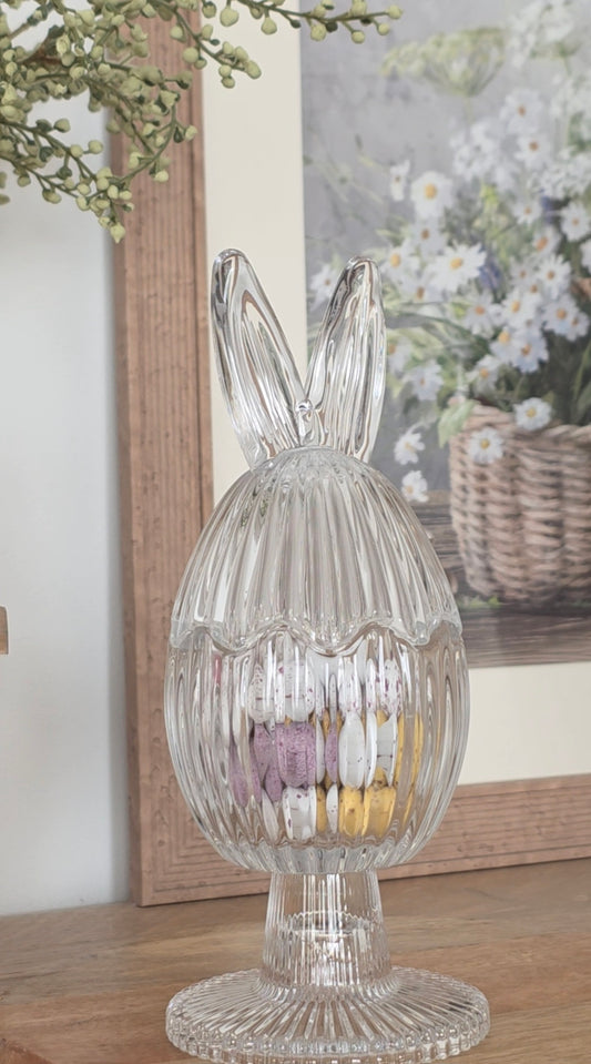 Footed Glass Bunny Pot | Stripe