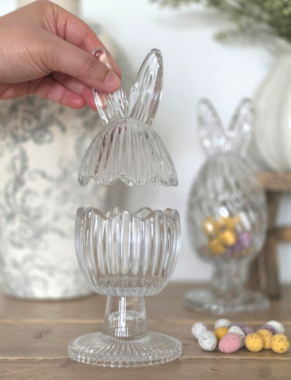 Footed Glass Bunny Pot | Stripe