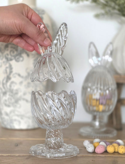 Footed Glass Bunny Pot | Swirl