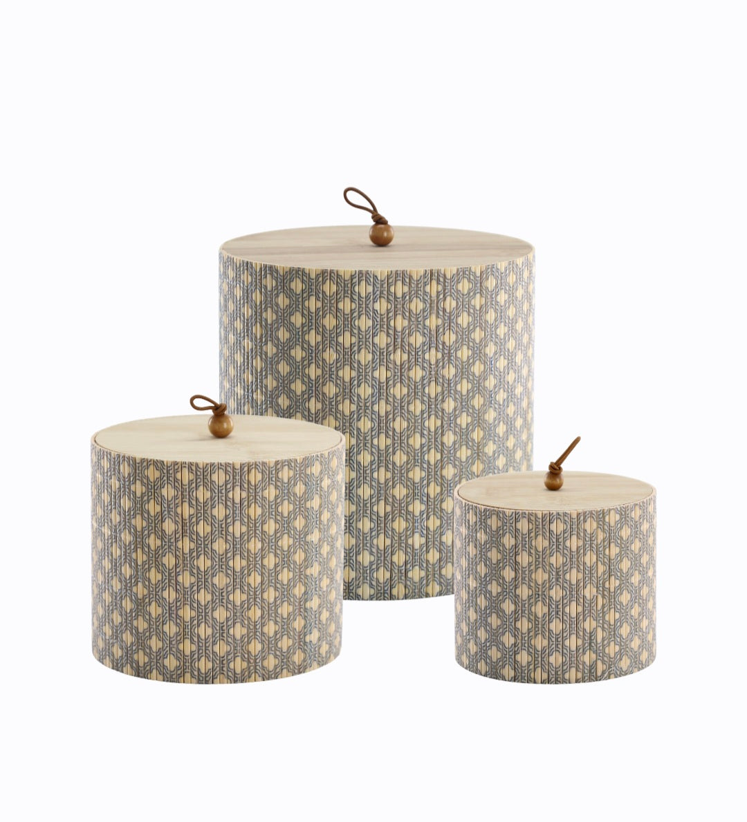 Set of 3 Bamboo Storage Boxes | Round