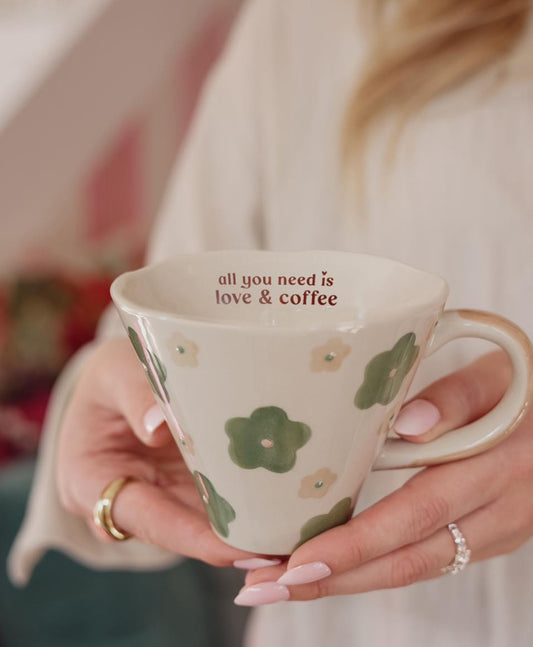Large "All You Need Is Love & Coffee" Spring Mug