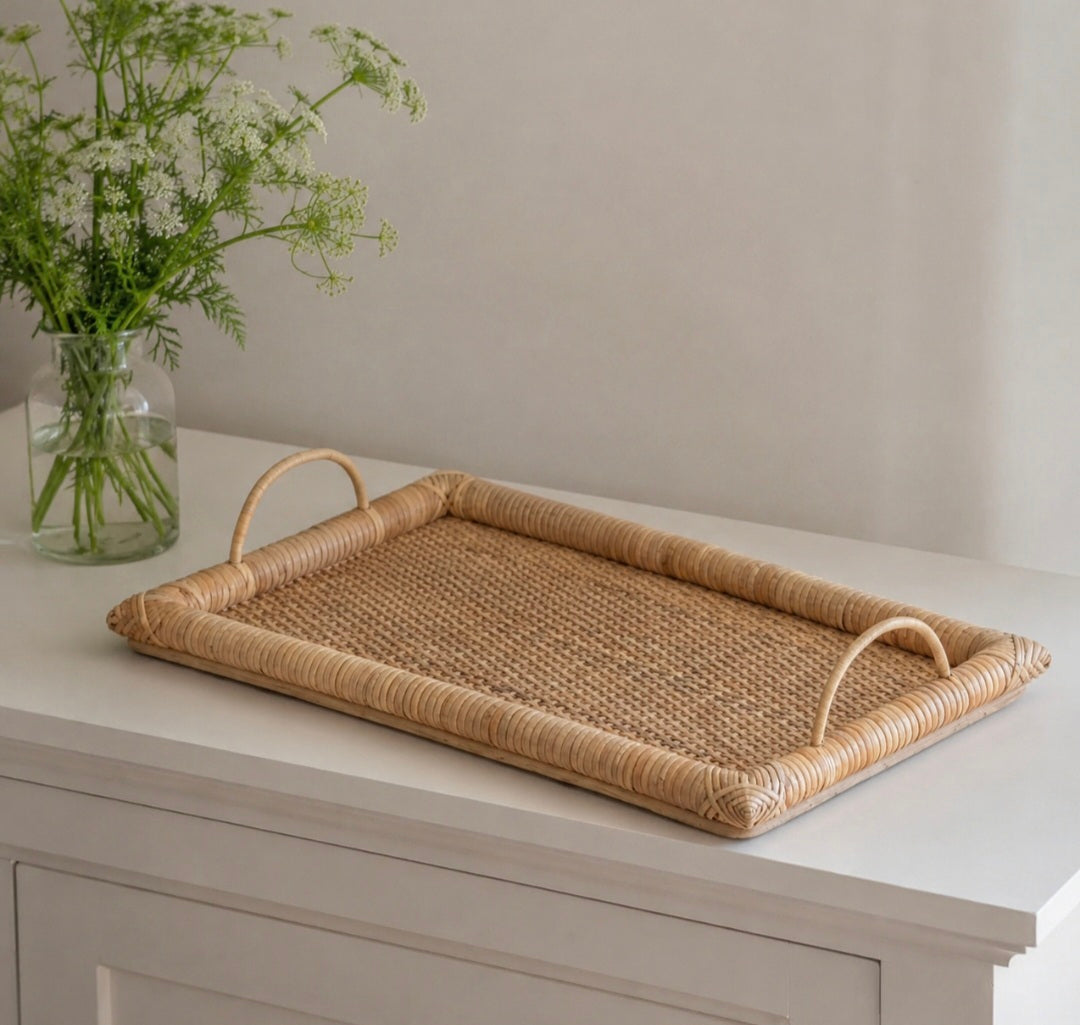 Large Rattan Serving Tray