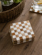 Checkered Wood & Resin Coasters | Set of 4