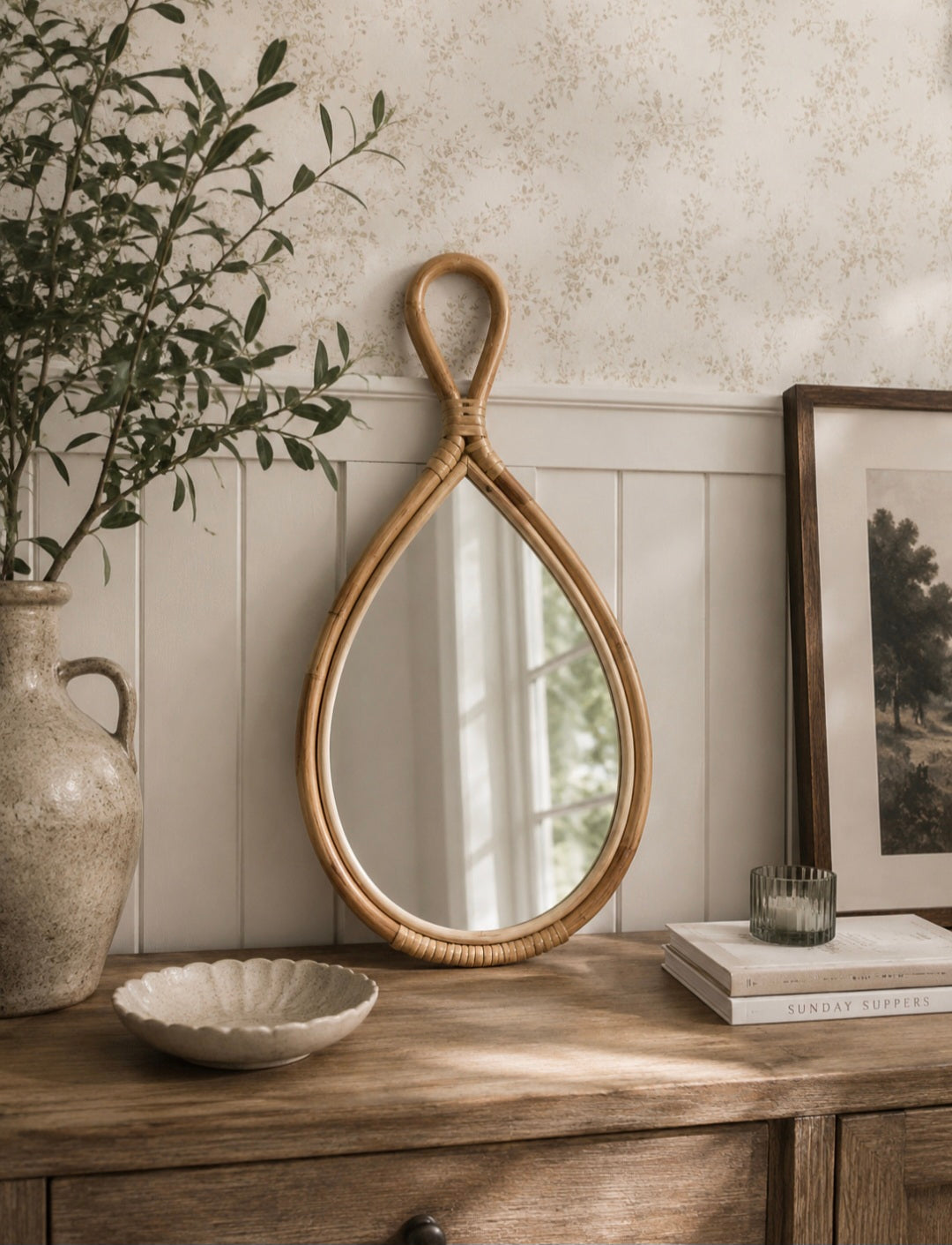 Large Bamboo Edge Hand Mirror