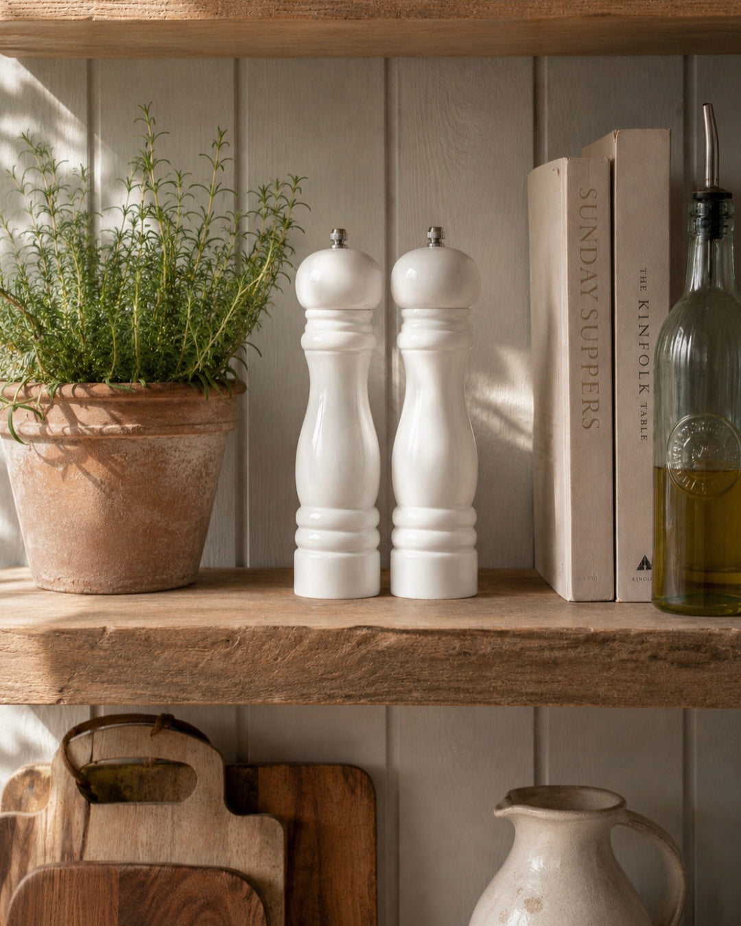 Crisp White Salt & Pepper Mills
