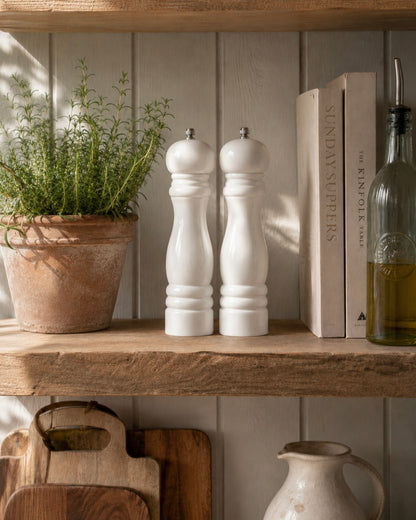 Crisp White Salt & Pepper Mills