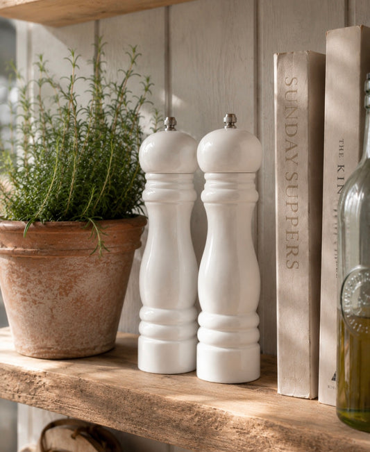 Crisp White Salt & Pepper Mills