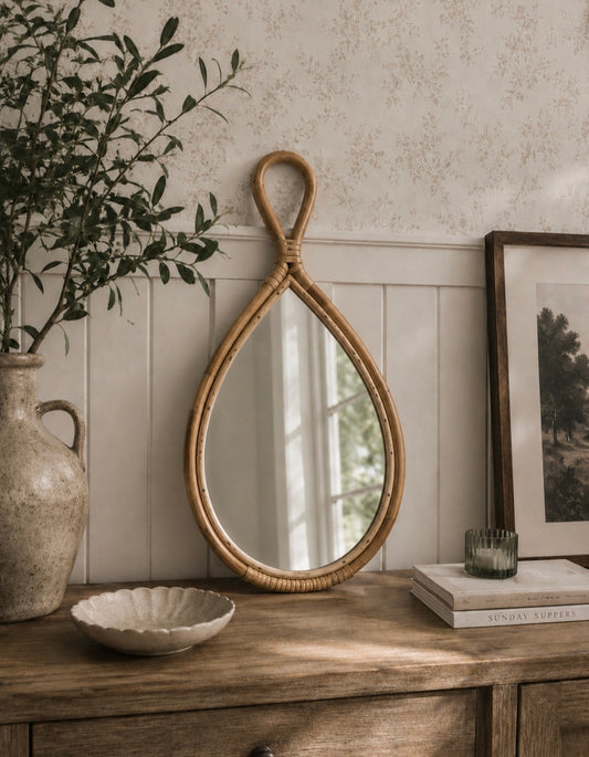 Large Teardrop Bamboo Hand Mirror