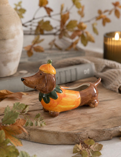 Mini Pumpkin Dachshund Planter