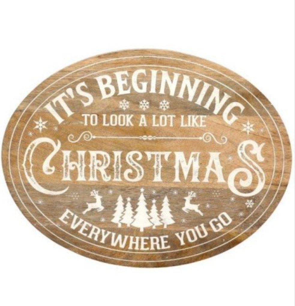 Rustic Christmas Wooden Plaque - IMPERFECT