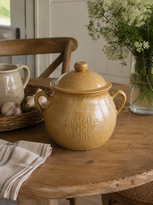Large French Stoneware Table Bin