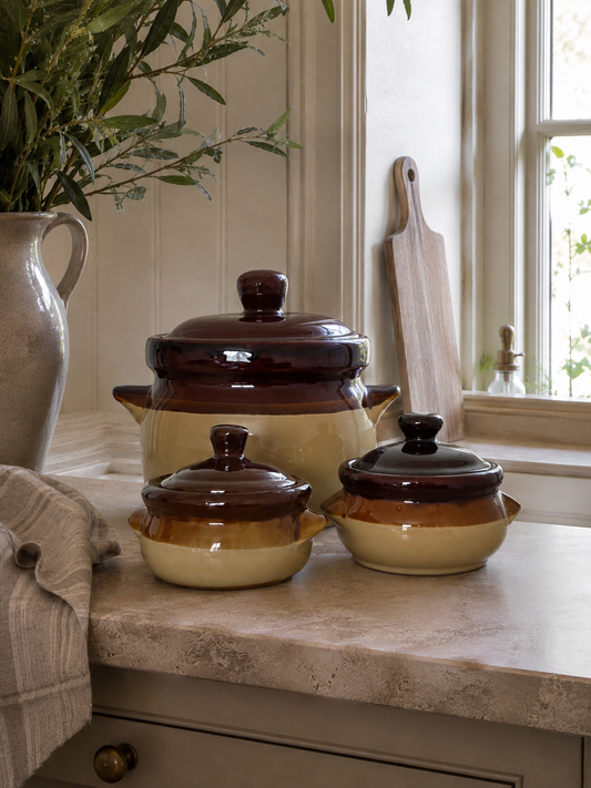 French Sandstone Lidded Bowls