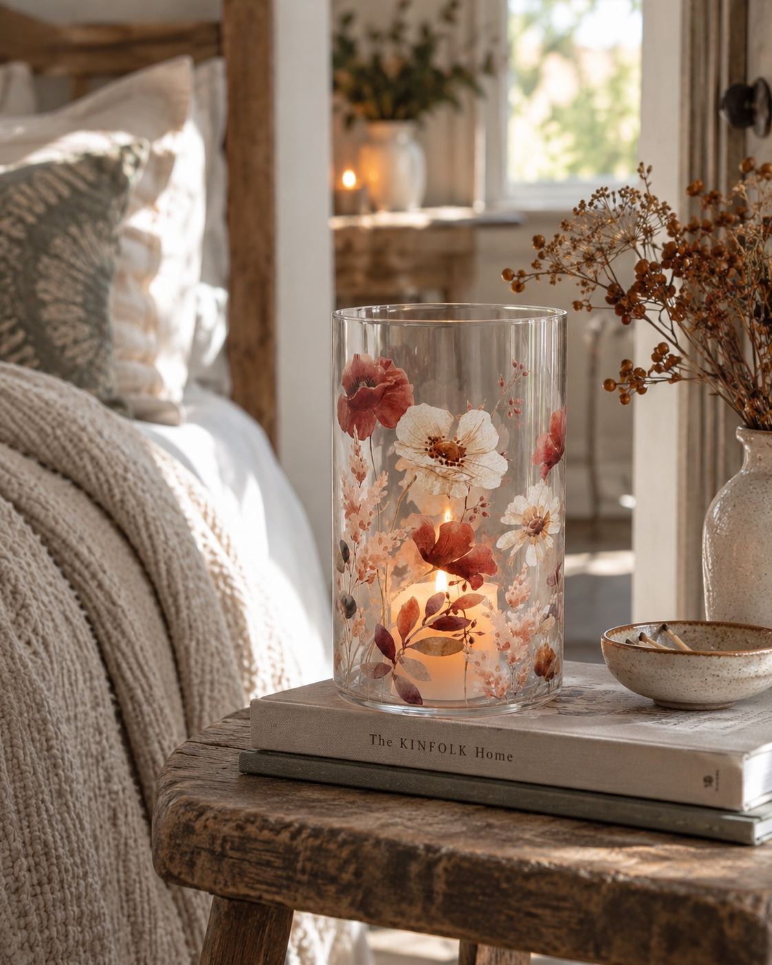 Tall Autumn Glass Lantern