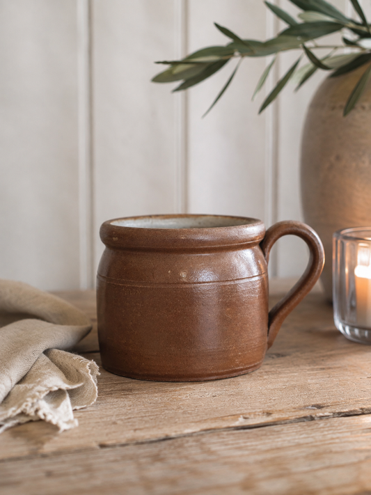 Light Brown Stoneware Grease Pot