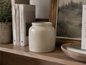 Beige Stoneware Mustard Pot