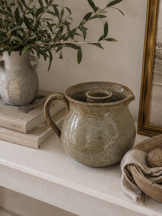 Vintage Artisanal Stoneware Rosé Carafe with Ice Compartment