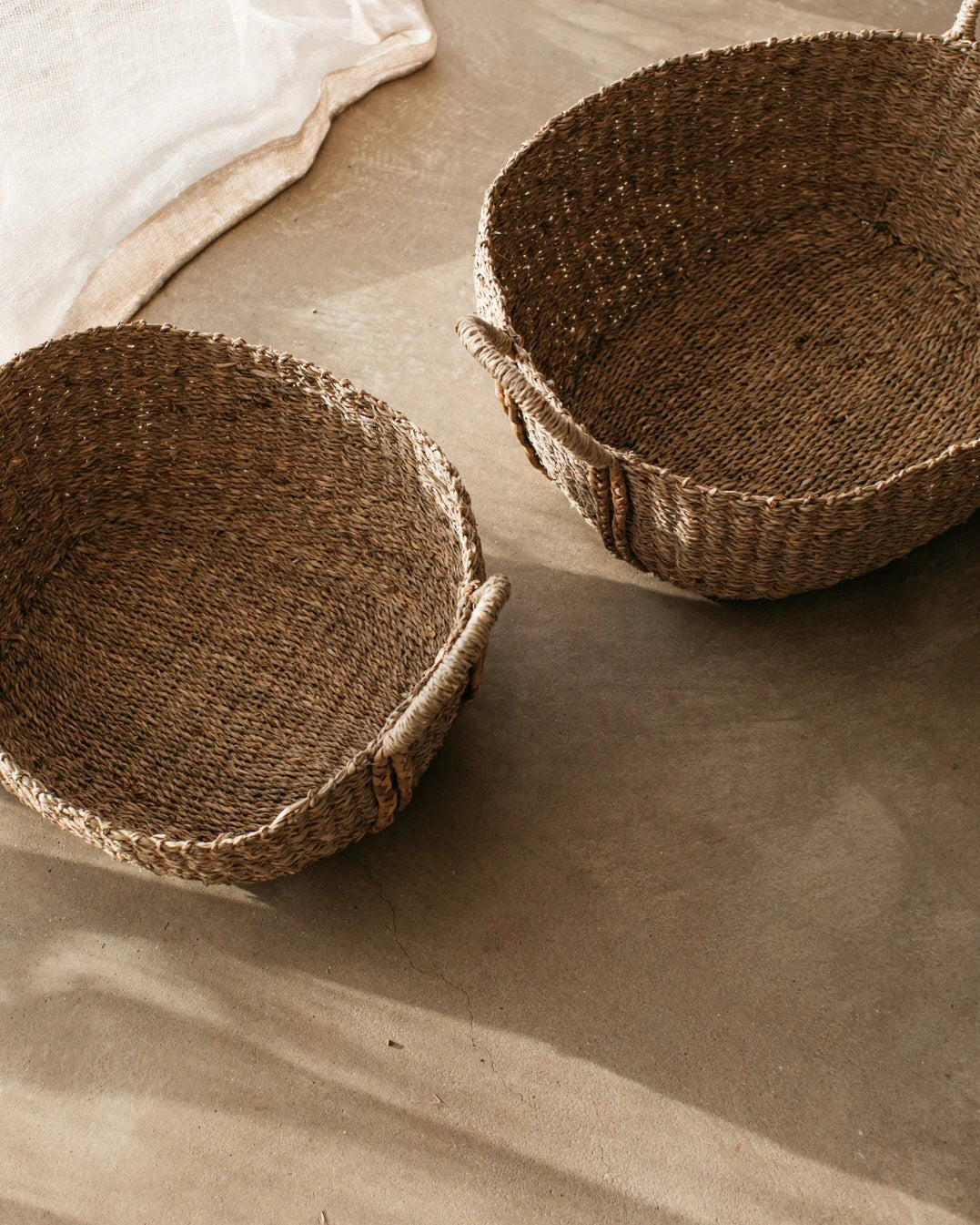 Oval Seagrass Baskets with Plaited Handles - 2 Sizes