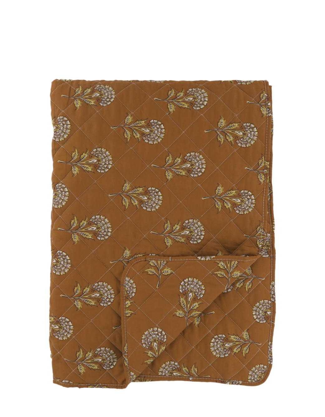 Terracotta Floral Quilted Throw