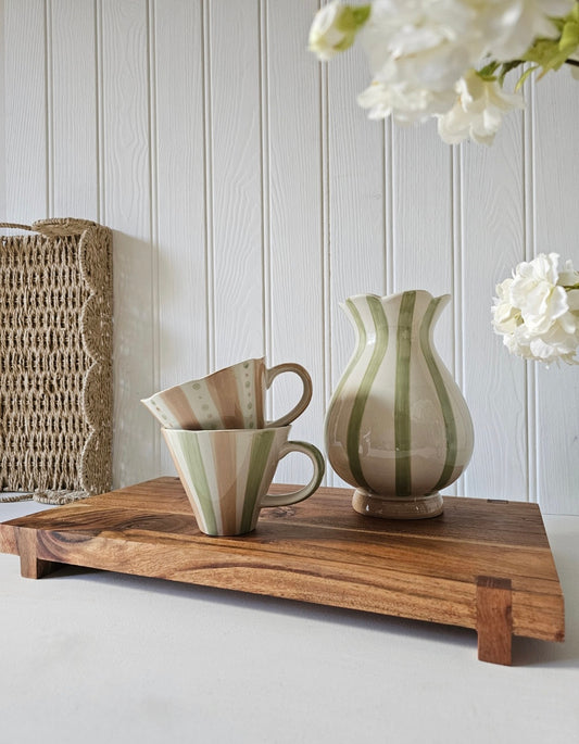 Large Solid Wood Footed Wooden Board