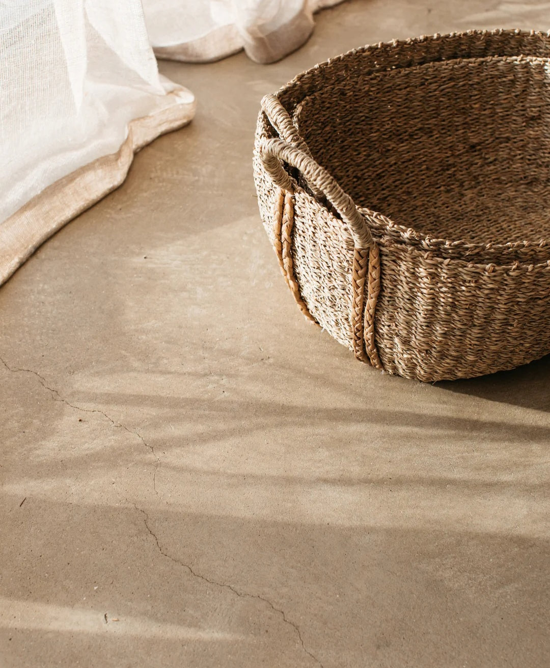 Oval Seagrass Baskets with Plaited Handles - 2 Sizes