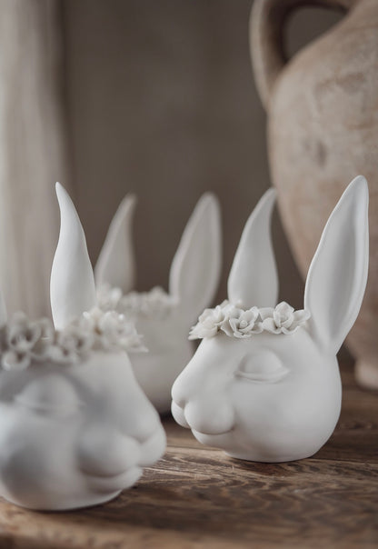 Sleeping Bunny Head Porcelain Vase
