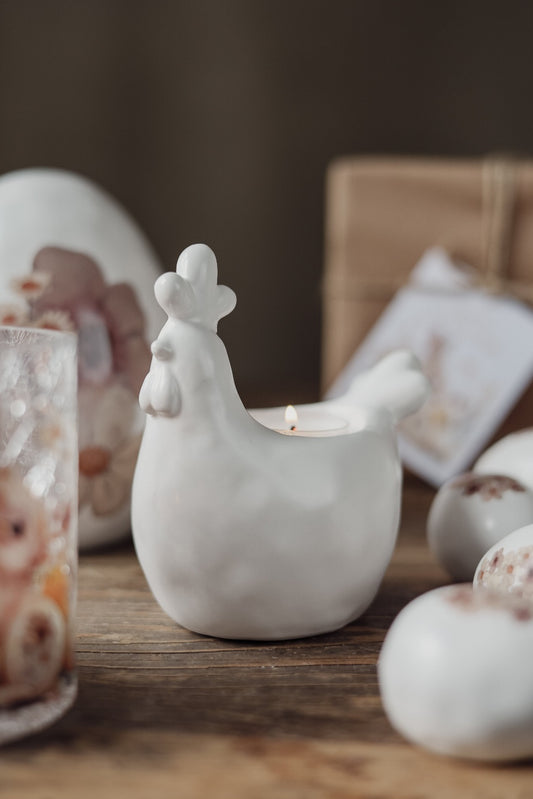 Stoneware Rooster Tealight Holder