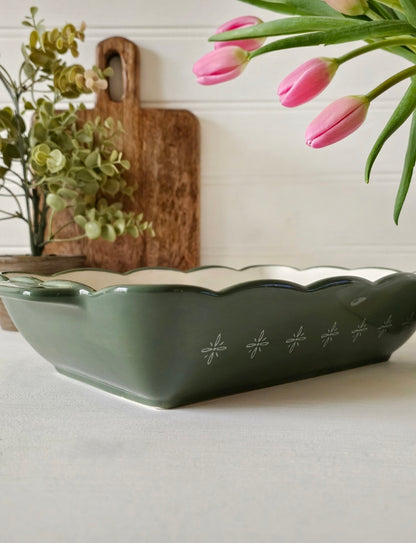 Large Country Garden Stoneware Baking Dish