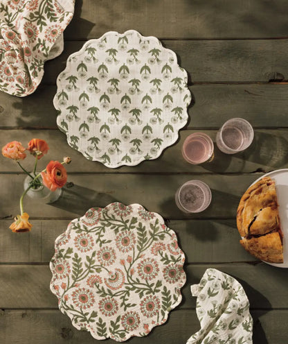 Large Spring Meadow Scalloped Edge Placemat | 100% Cotton