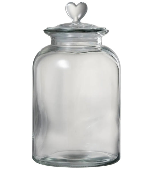 Large Glass Heart Top Storage Jar