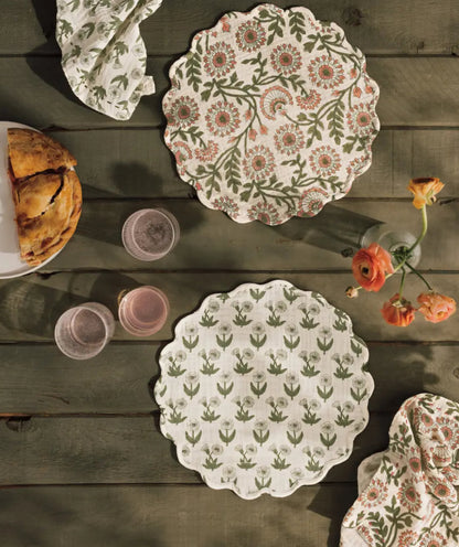Large Soft Bloom Scalloped Edge Placemat | 100% Cotton
