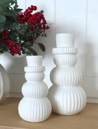 Tiered Porcelain LED Snowman | 2 Sizes