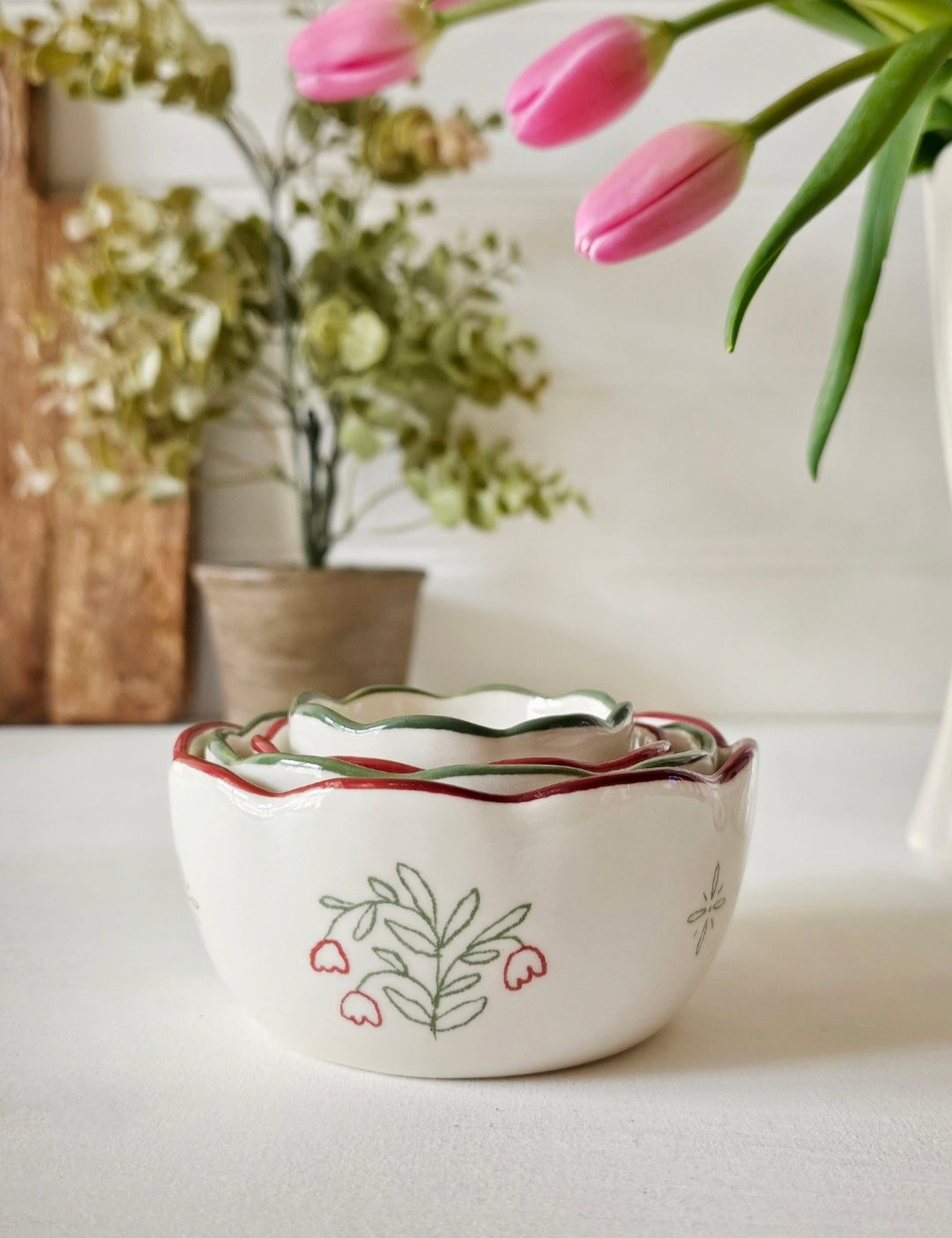 Set of 4 Mini Country Garden Nesting Bowls