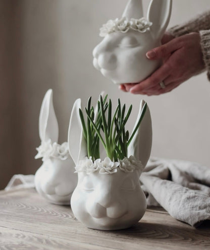 Sleeping Bunny Head Porcelain Vase